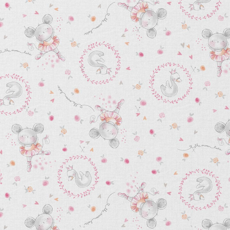 Coated  Cotton DAISY White / Pink